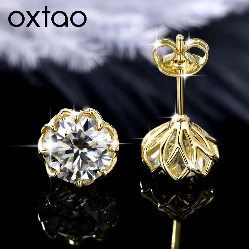 Moissanite Circular Stud Earrings for Women 14K Gold Filled