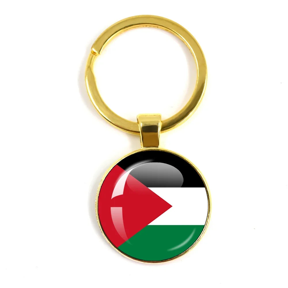 Personalized Art Patterns  Palestine Nation Flag Emblem 25mm Glass Cabohcon Keychain