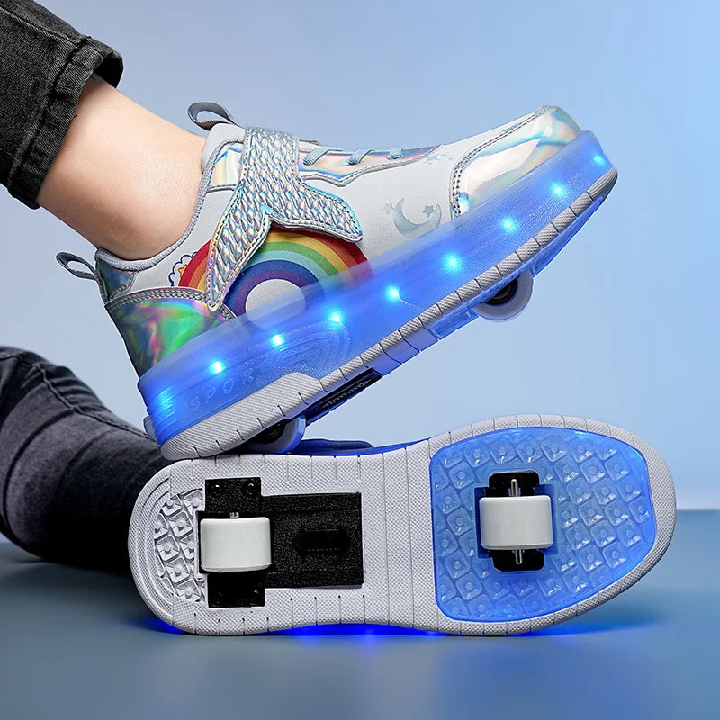 Children's Roller Shoes with LED Light Up 2 Wheels