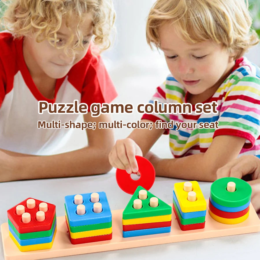 1set - Early Education Equipment Geometric Set Columns,