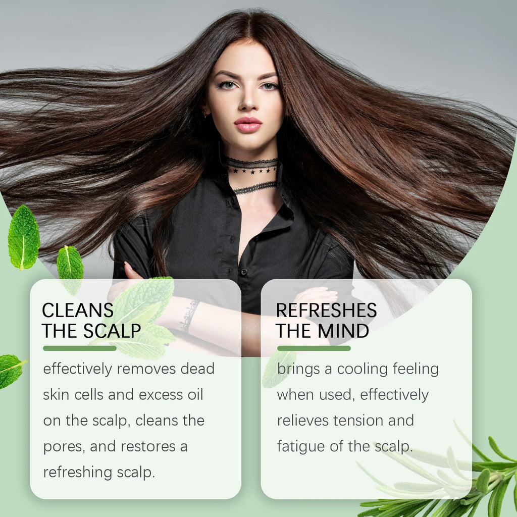Rosemary/Ginger Scalp Exfoliaton Scrub Shampoo With Massager Comb Deep Cleaning Oil Control Relieve Itching Dandruff Removal