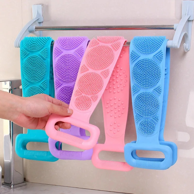 Dual-Sided Silicone Exfoliating Bath Body Scrubber Universal Men Women Back Scrubbing Mud Bathing Towel Cleaning Skin Care Tool