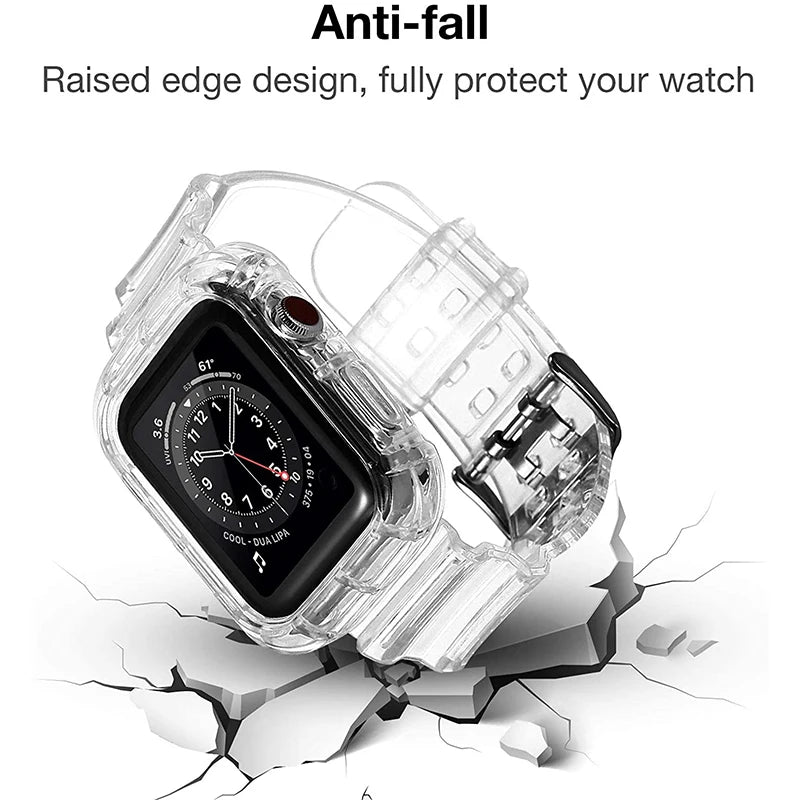 Clear Band + Case for Apple Watch 11 10 9 8 7 6 5 SE 4 38MM 42MM 46MM