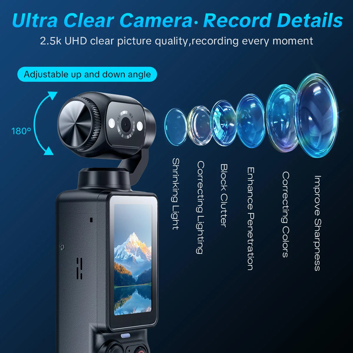 Portable Handheld Digital Camera, 1 Megapixel Resolution, 16x Digital Zoom, 2.5K Video Recording, 180° Rotating Lens, With Flash