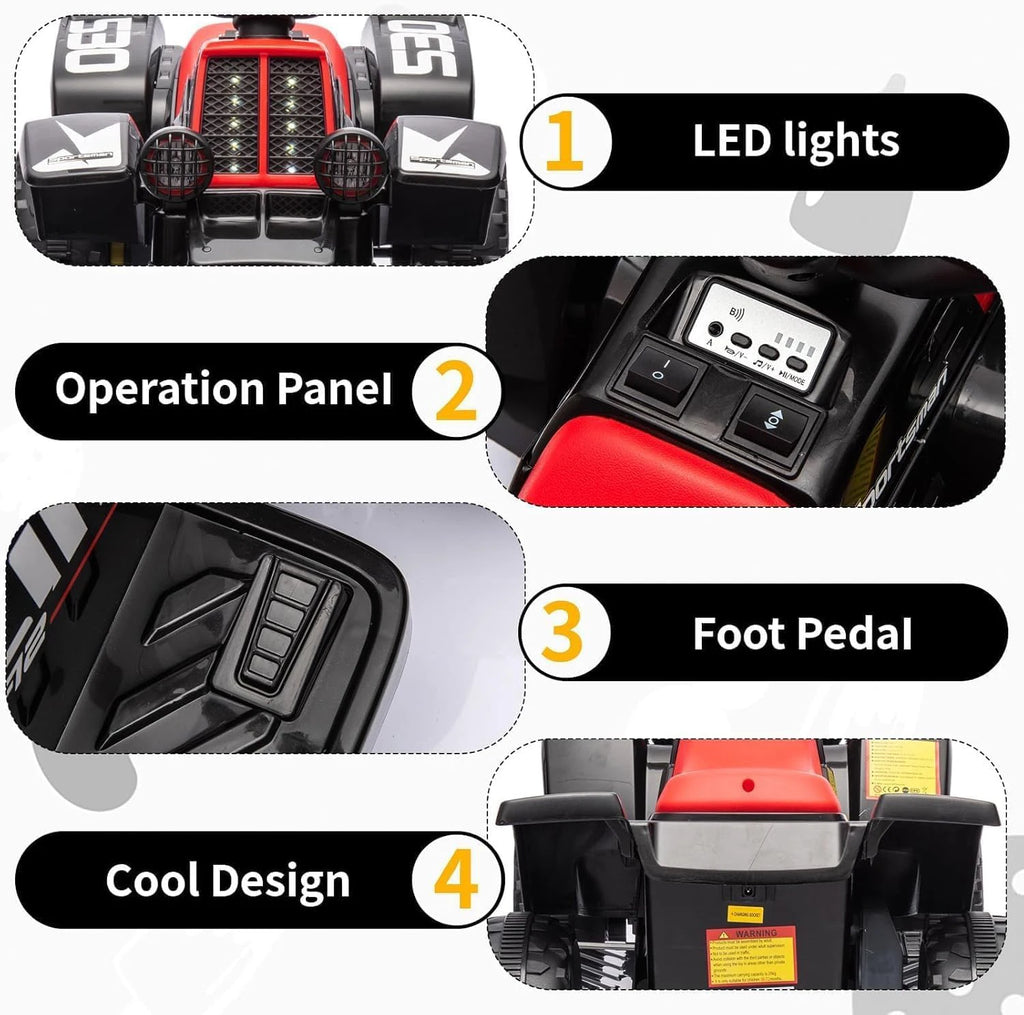 Electric Quad For Children 6V Ride-On Seat Car With LED Lights & Music, Horn, One-Button Start, 1.8 Km/h,  Mini ATV From 3 years