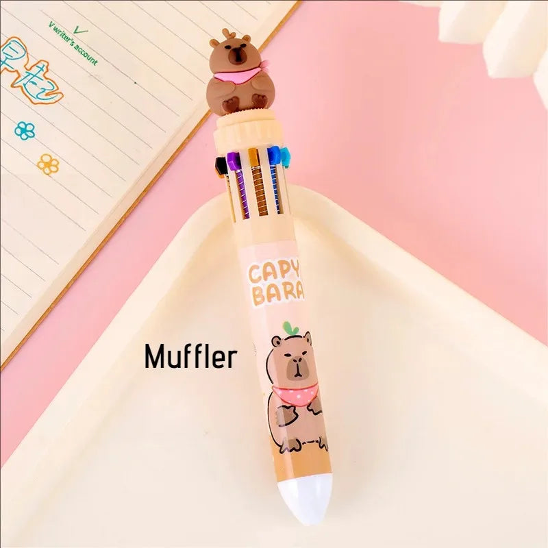 Kawaii Capybara Multicolor Pen 0.5mm Colorful Ink