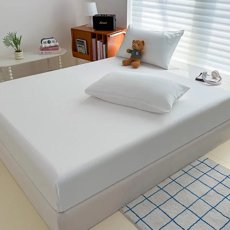 Washed Fitted Sheet with Elastic Bands Non Slip Adjustable Mattress Cover