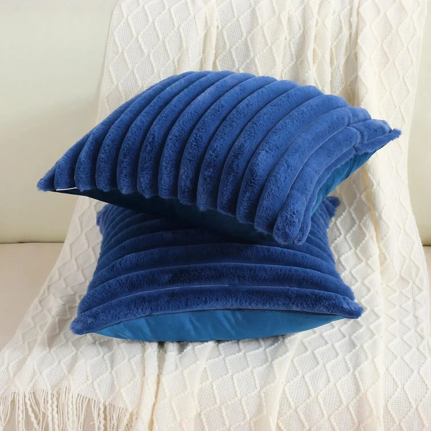 New Faux Rabbit Fur Square Cushion Cover Big Thick Striped Super Soft Solid Color Pillow Cover Sofa Decor Cushion Covers 2026