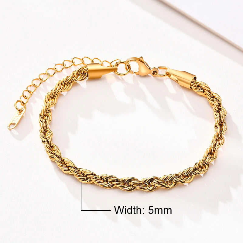 Vnox Unisex Rope Chain Bracelets for Men Women
