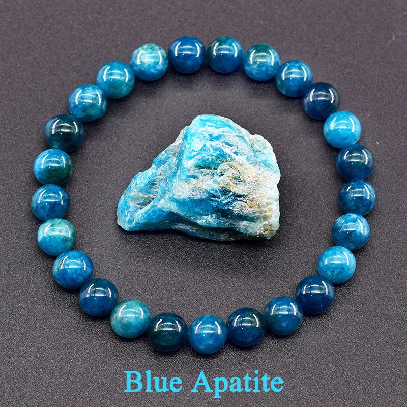 Original Reiki Blue Apatite Beads Bracelet Men Women Natural Lapis Lazuli Amethyst Yellow Tiger Eye Stone Beads Bracelet Jewelry