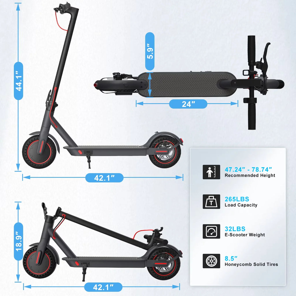 350W Electric Scooter for Adults 19mph Top Speed 21 Miles Max Range