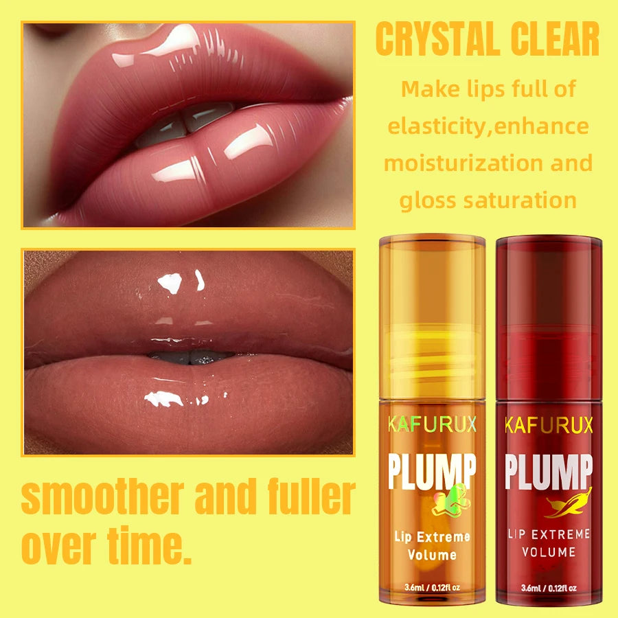 2PC Lip Plump Long Lasting, Lip Gloss Serum Instant Volumising Essence Oil Repair