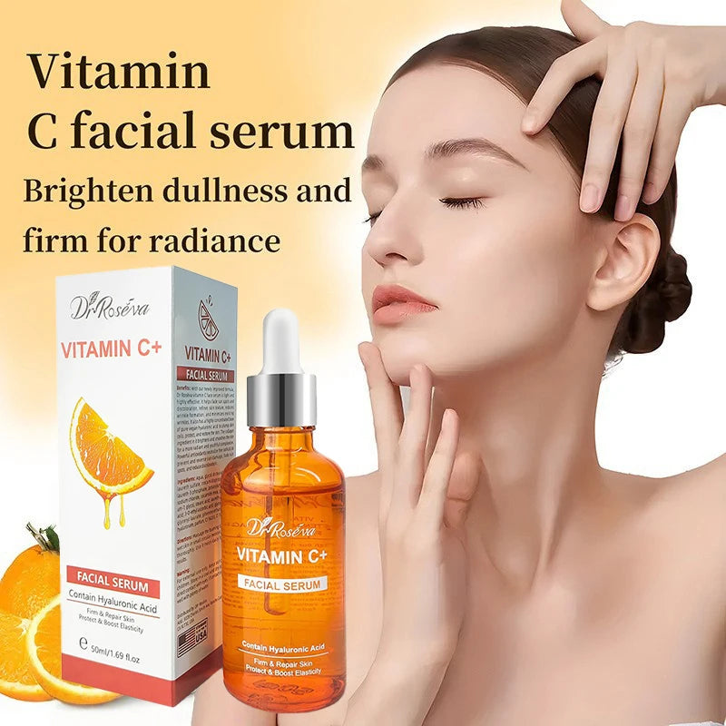 Vitamin C Moisturizing Brightening Skin Tone Skincare Set: Facial Serum & Cream & Cleaner,Essence Toner,Hydrating Body Lotion