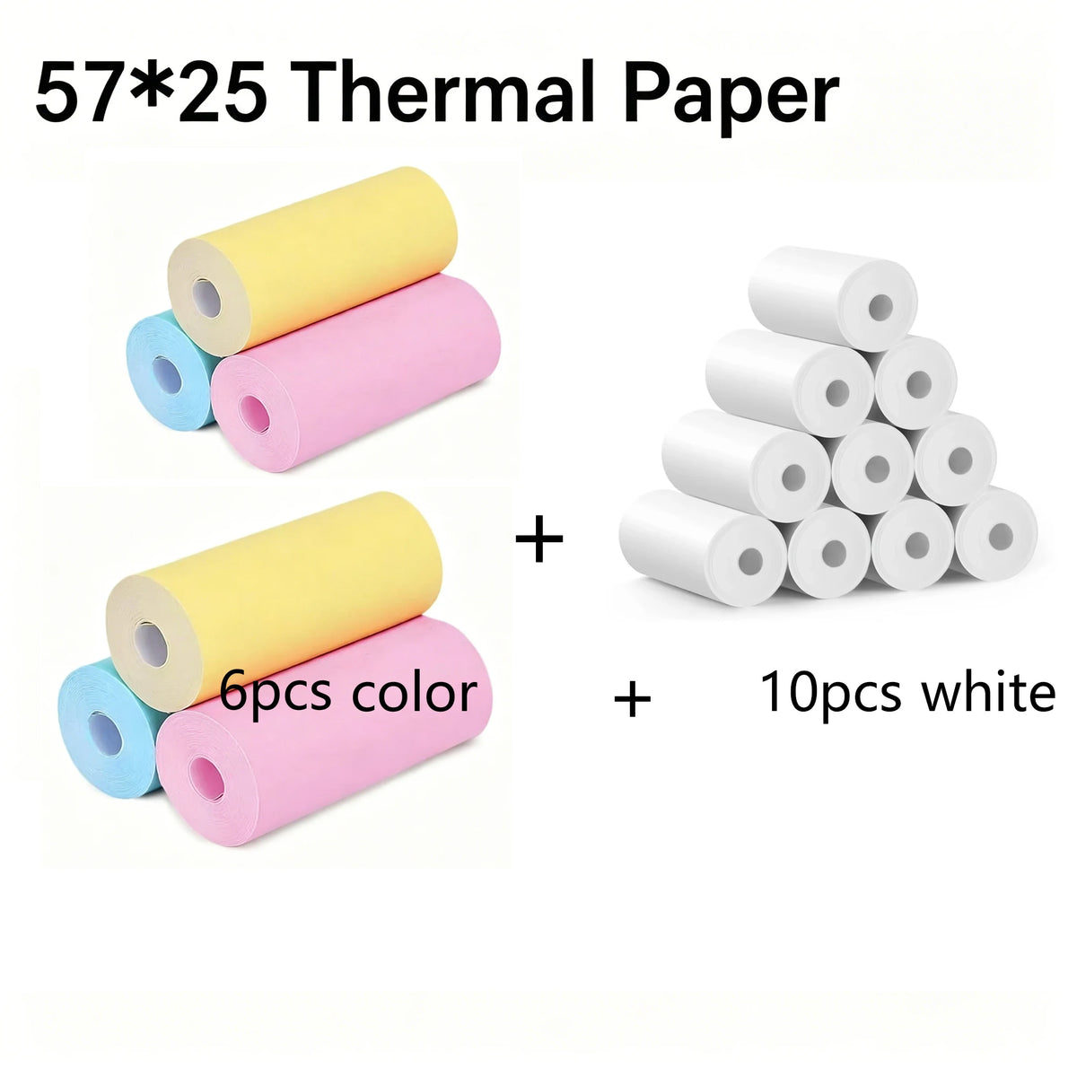 3-50Rolls 57x25MM Thermal Paper Color Children Camera Instant Print