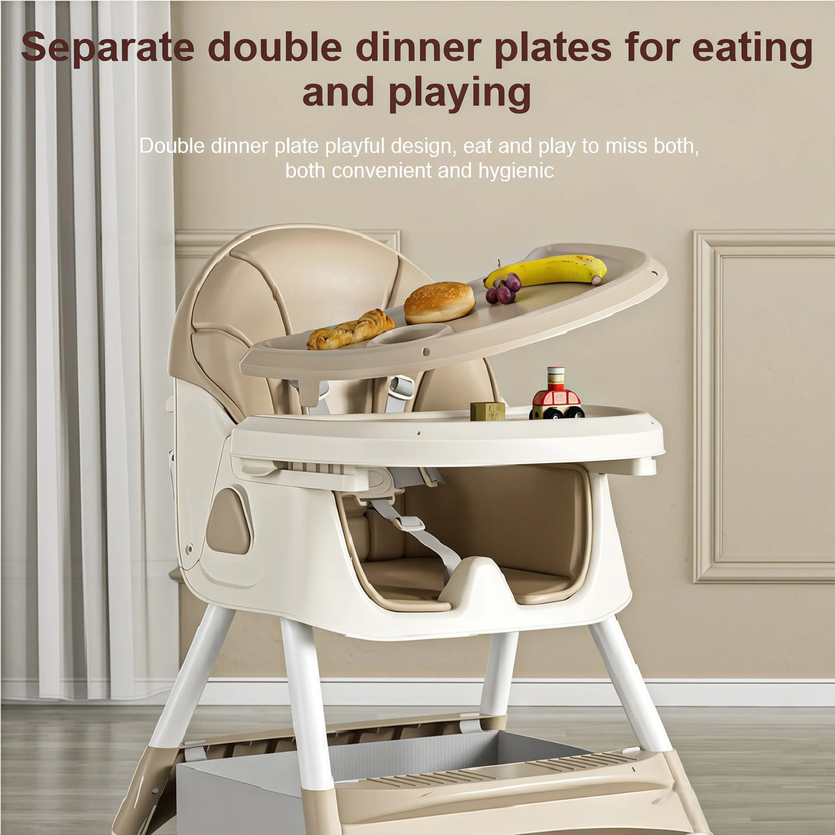 Multifunctional High Chair for feeder Baby Dinner wide Space Seat folk Aluminum