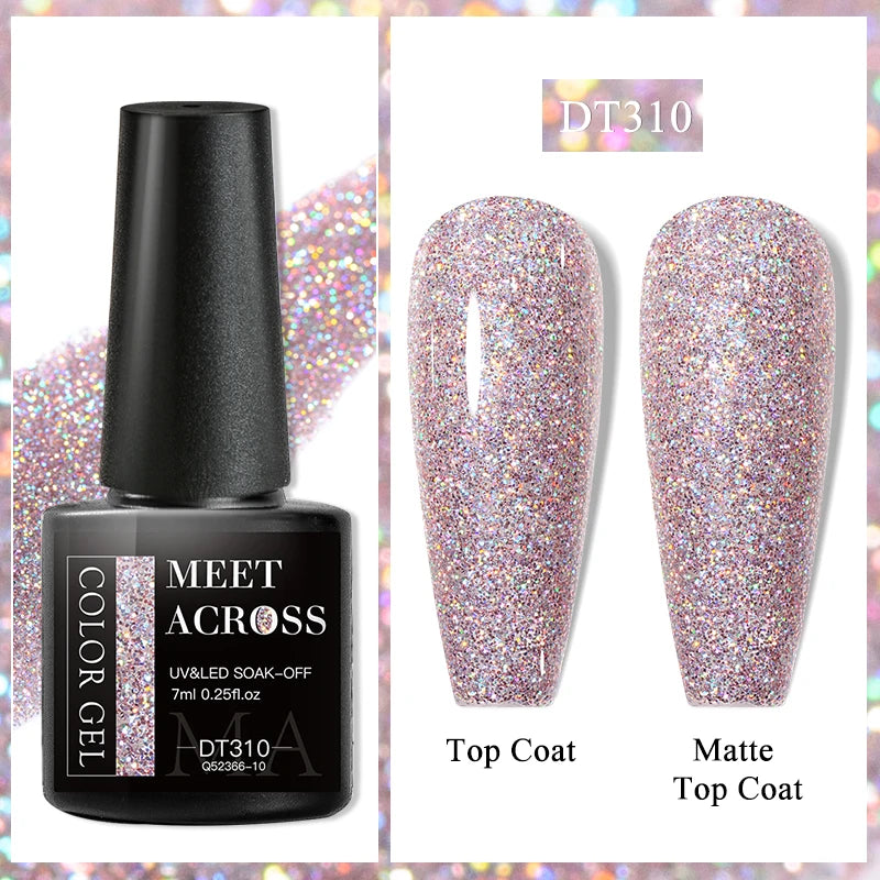 MEET ACROSS 7ml Purple Nail Gel Polish Semi Permanent Nail Art For Nails Decoration