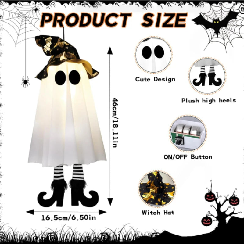 1/3pcs Halloween LED Light Up Witch Ghost Hanging