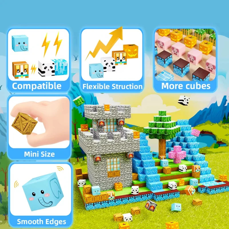100PCS DIY Magnetic Building Block Set Home-Made Educational Toy Kit for Kids Creative Construction Playset