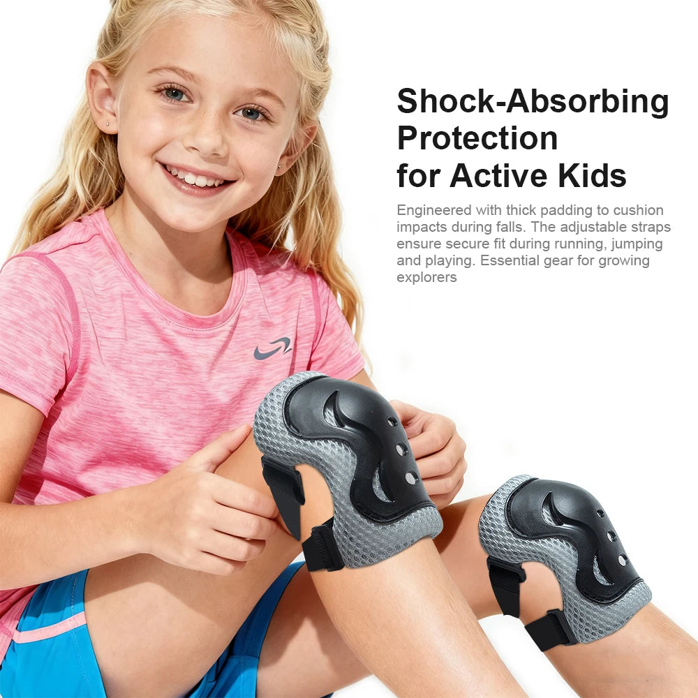 3-in-1 Safety Kit: Adjustable Bike Helmet + Knee/Elbow Pads + Wrist Guards for Active Girls Boys Age 3-10 Outdoor Play