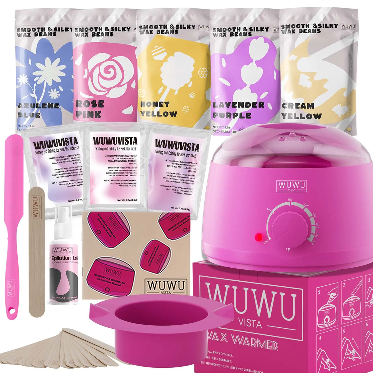WUWUVISTA 23-Piece Waxing Kit Hair Removal Set with Wax Warmer