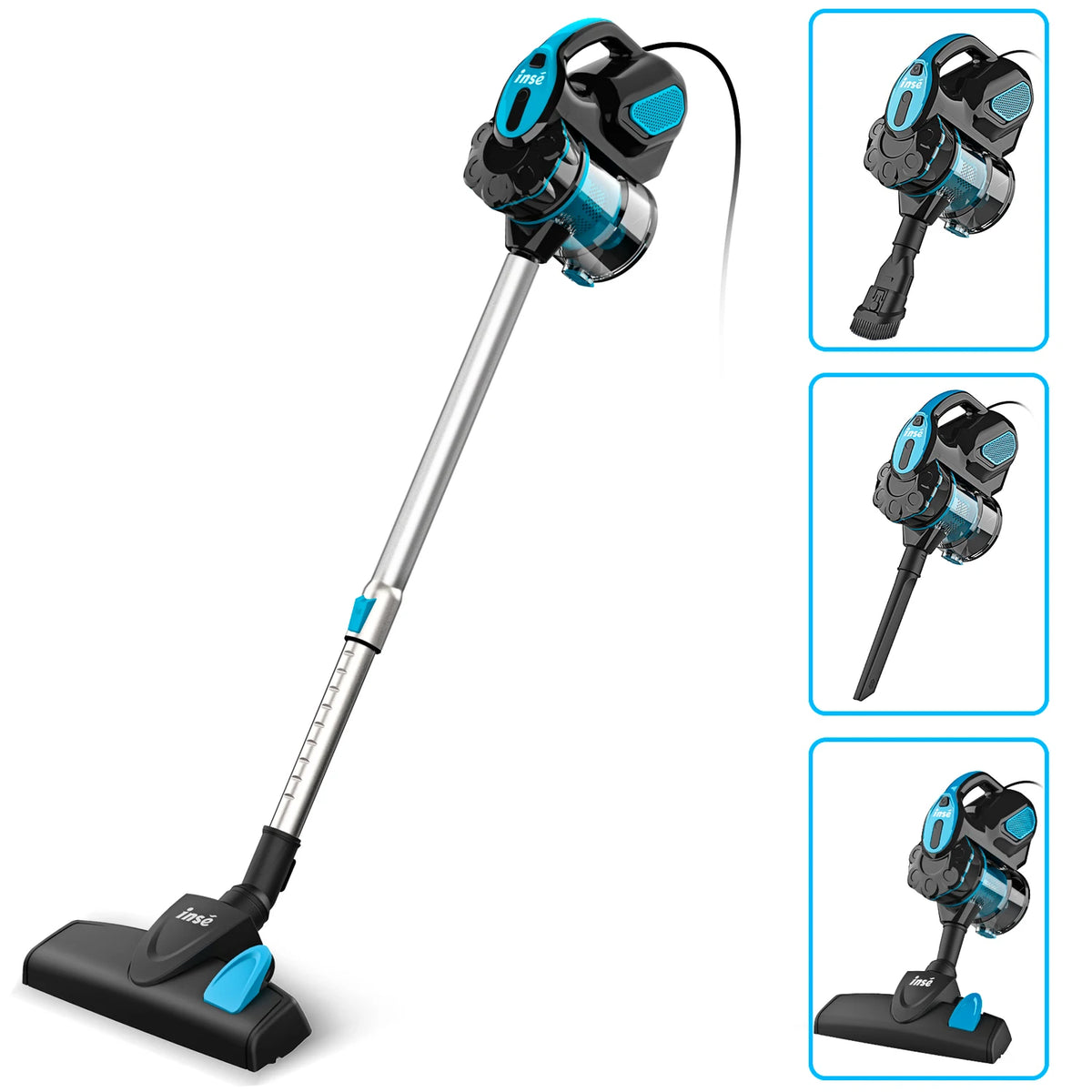 INSE I5 Corded Vacuum Cleaner, 600W 18Kpa 6M Long Cord Stick Vacuum for Household Cleaning