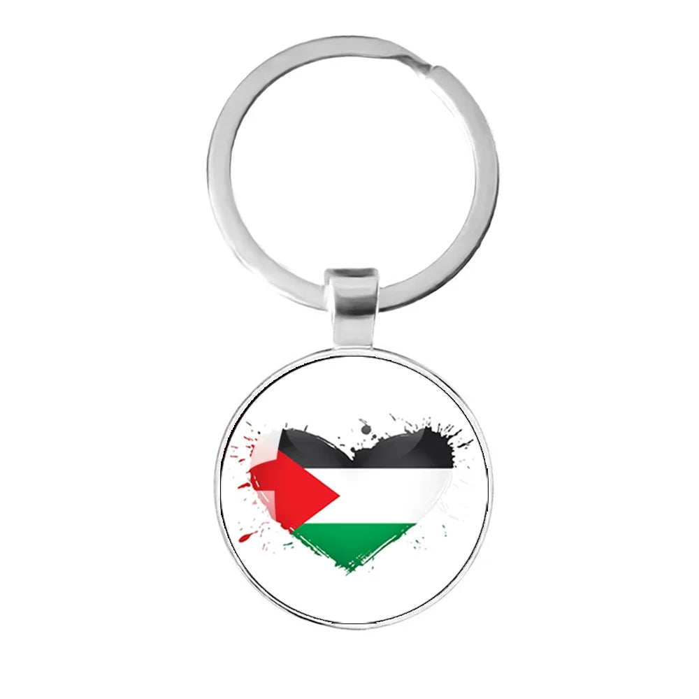 Personalized Art Patterns  Palestine Nation Flag Emblem 25mm Glass Cabohcon Keychain