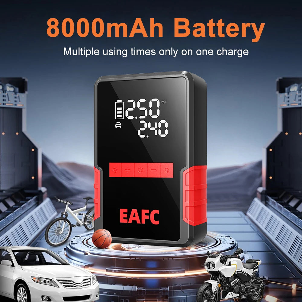 EAFC Portable 1200A Jump Starter with 150PSI Air Pump Power Bank 4 in 1