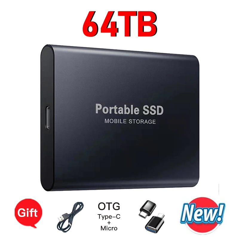 16TB External Solid State Drive Portable SSD USB 3.1 Type-C High-Speed Data Transfer Secure Storage for Important Files
