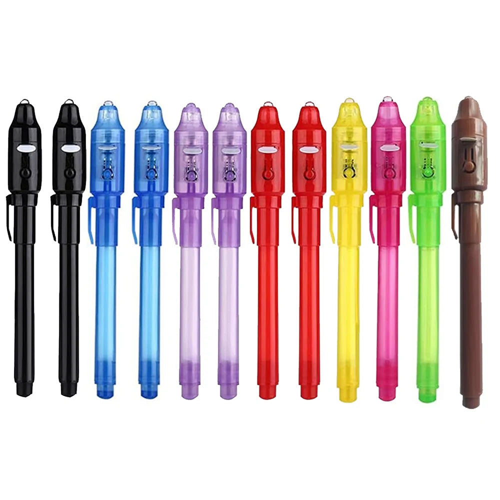 4-12pcs Invisible Ink Pen Spy Pen with UV Light Magic Marker