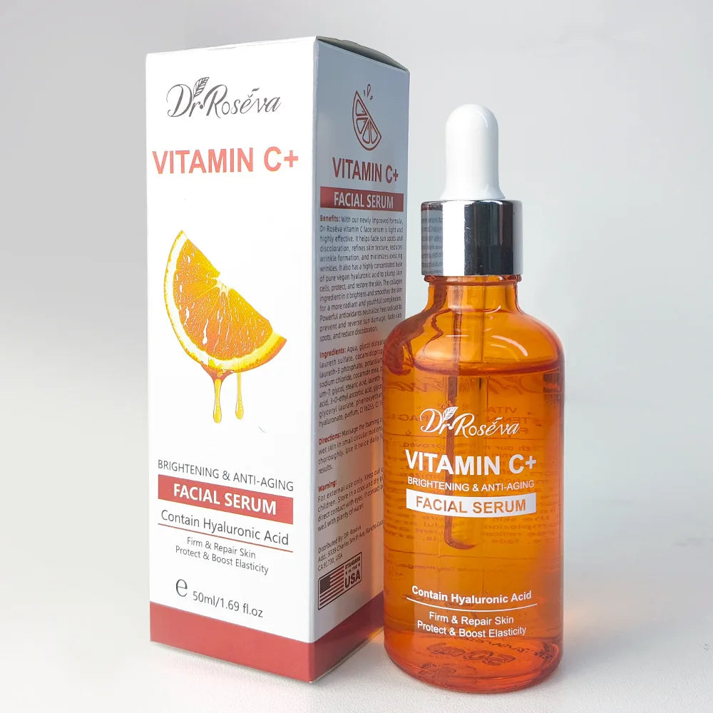 Vitamin C Moisturizing Brightening Skin Tone Skincare Set: Facial Serum & Cream & Cleaner,Essence Toner,Hydrating Body Lotion