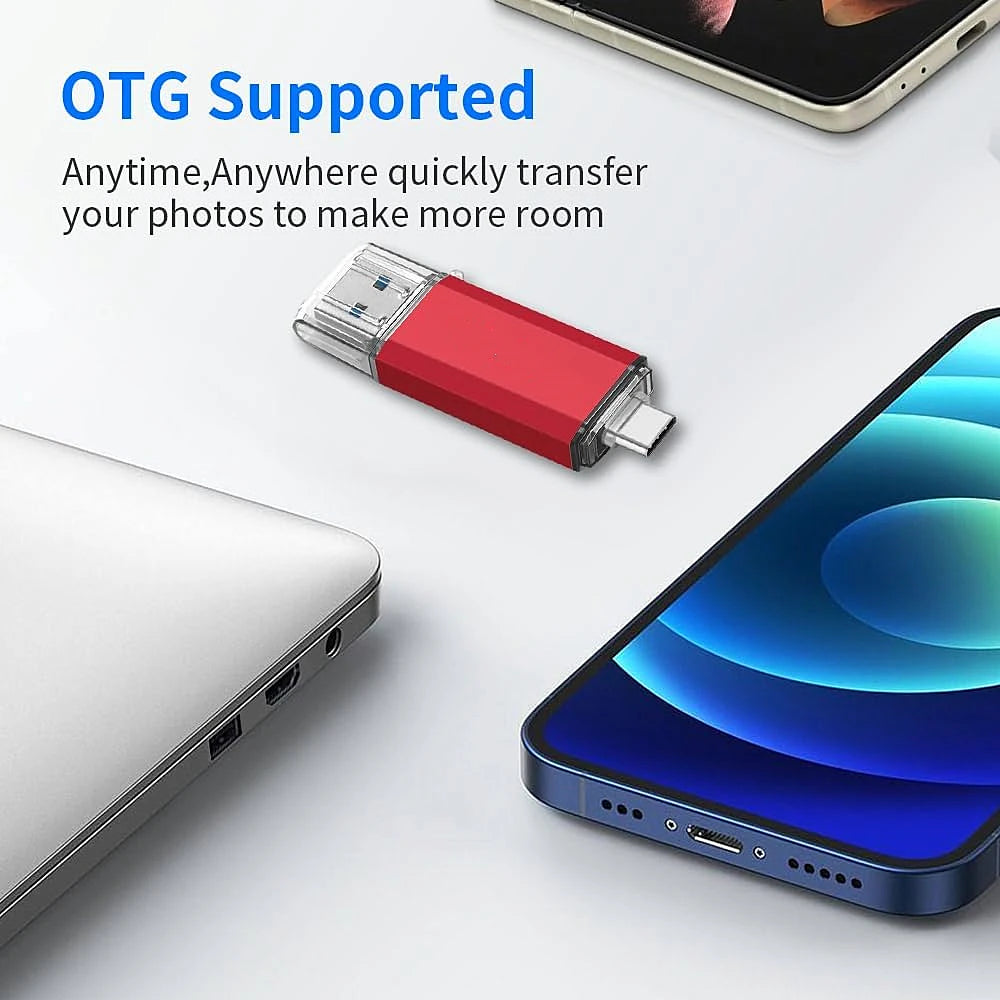 512GB OTG USB Flash Drive USB 3.0 Type C For iPhone ipad 128GB 256GB Pendrive Samsung Huawei Xiaomi Android Laptop Memory Stick
