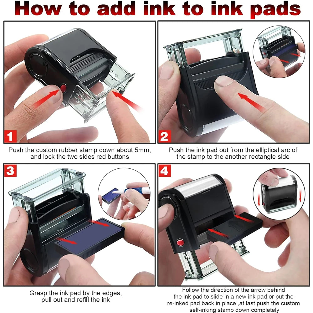Customize LOGO Self-Inking Stamp Rubber Kit Self Ink Dial Seal Business Number Monogram Printing Stamp Multiple Ink Color Option