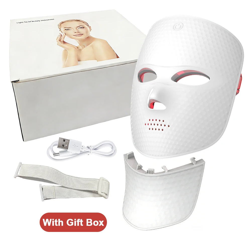 Wireless 7 Color Photon Face Neck Mask Red Light Anti Wrinkle