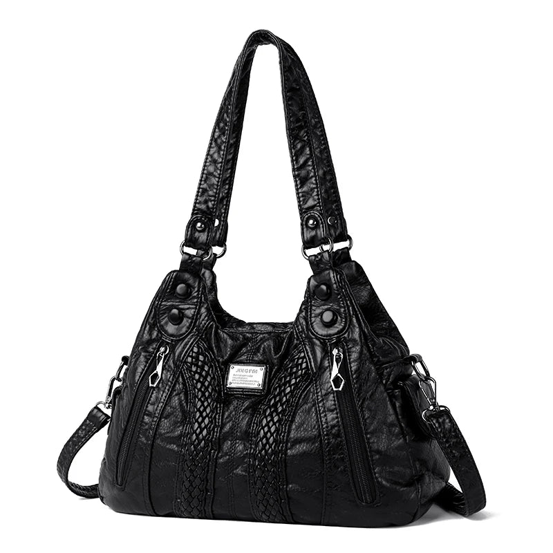 Women's retro crossbody bag, large capacity convertible shoulder bag and handbag, synthetic leather with zipper, suitable for da