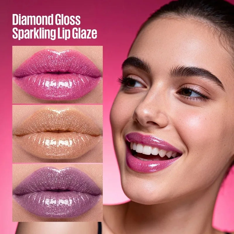 8 Colors Glitter Shimmer Lip Gloss Moisturizing Long Lasting Diamond