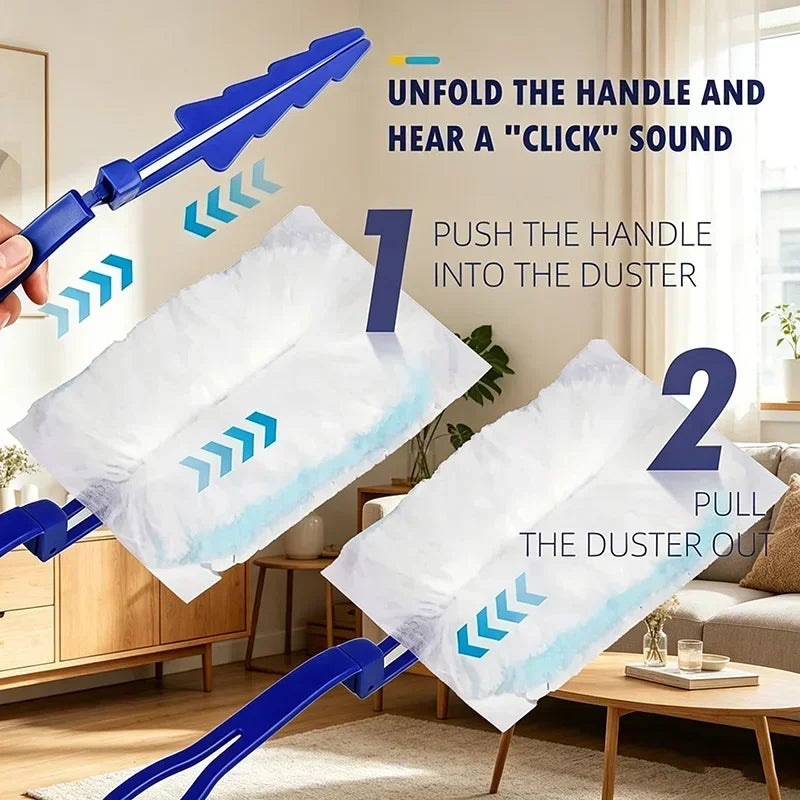 Extended Pole Dust Collector Disposable Fiber Cloth Electrostatic Precipitator Household Office Magic Duster CCD003