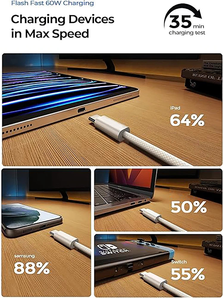 USB C Cable For Apple iPhone 17 16 15 Pro Max PD 60W Fast Charging Cable For Huawei Xiaomi Samsung USB C Data Line Accessories