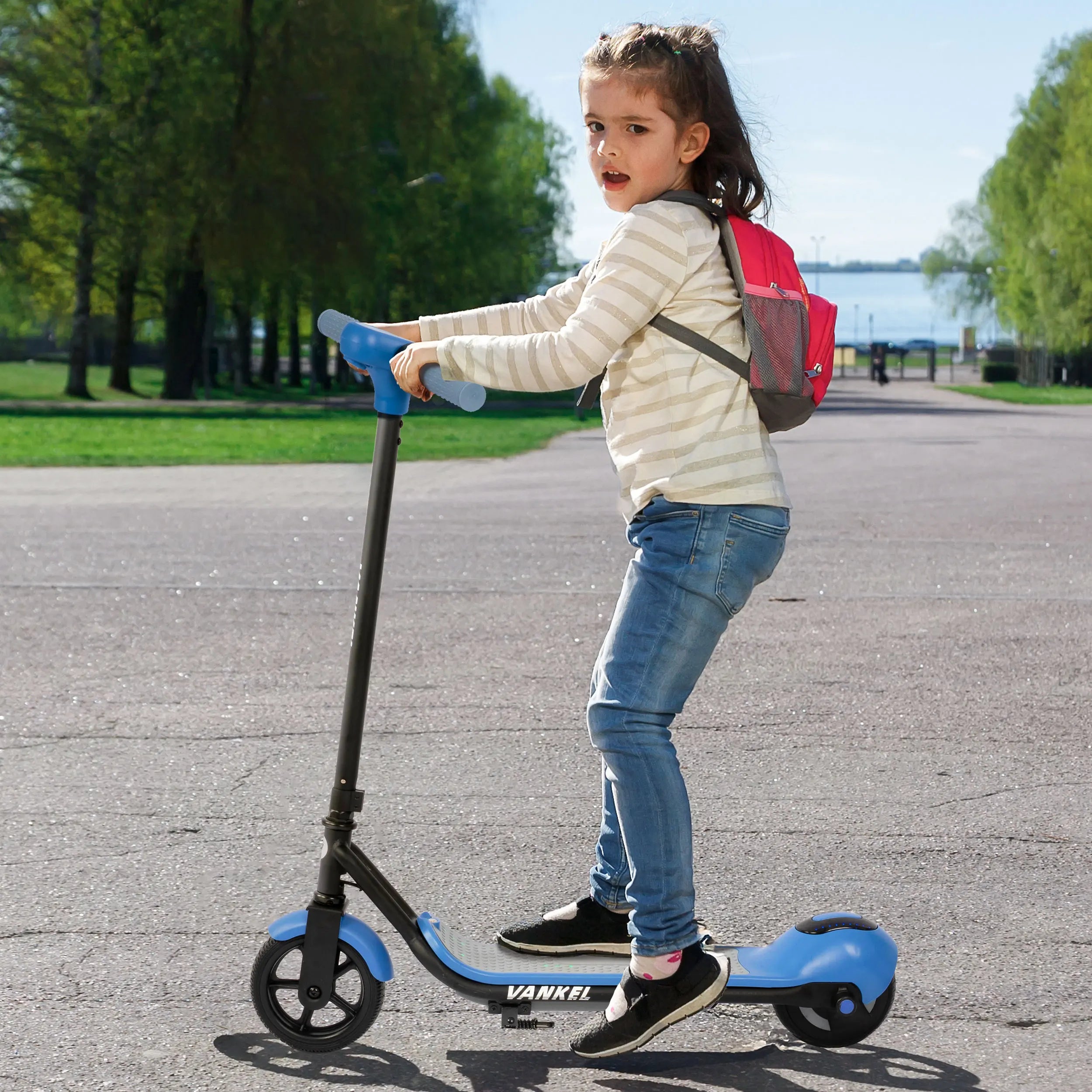 Sinaopus 6.5 Inch Kids Electric Scooter 110W Motor with Bluetooth Music Function, LED Lights, 14km/h Max Speed, Foldable E-Scooter for Kids 6+