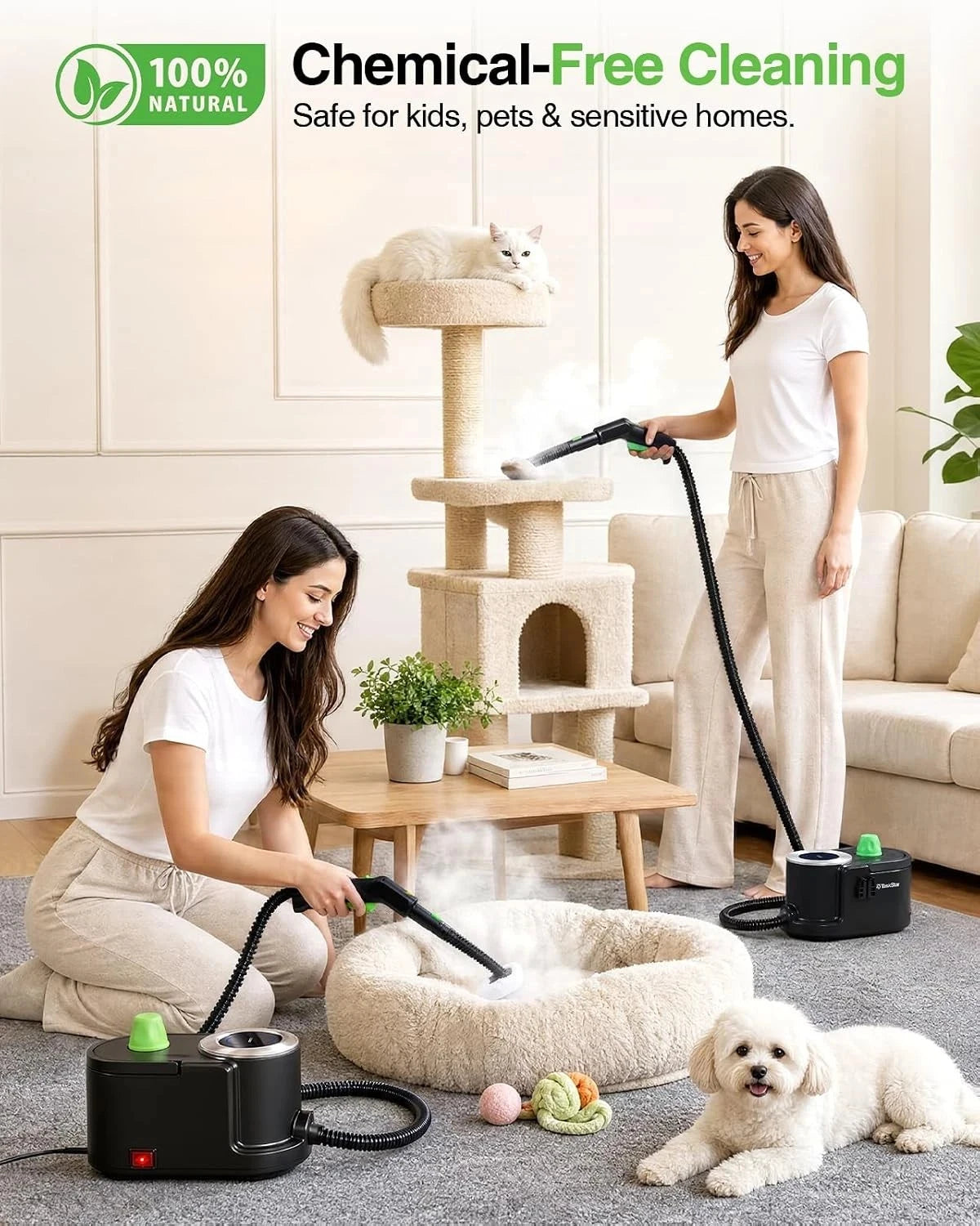 TaskStar Handheld Steam Cleaner High Temperature Sterilization Home Cleaning Kit 1500W Pressure.