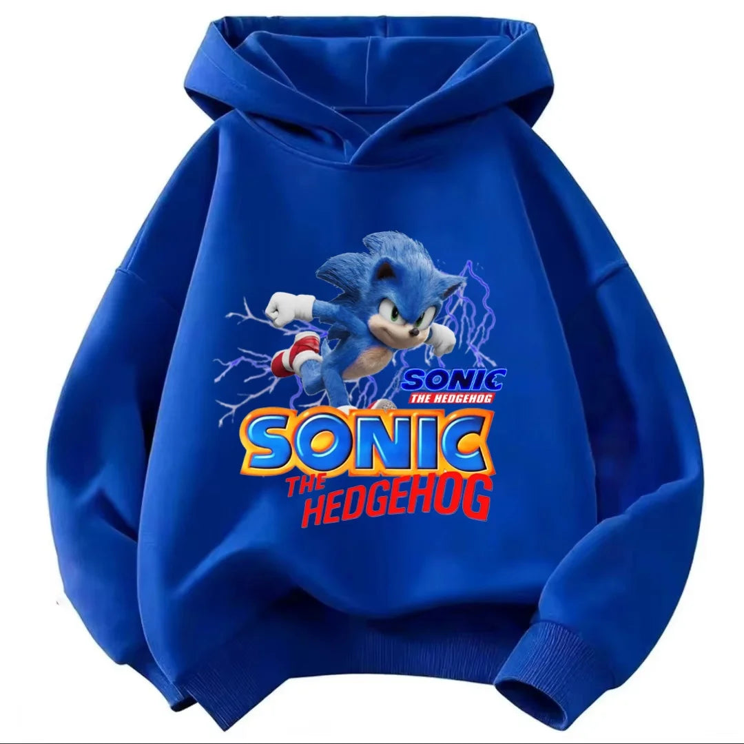 2026 Kids Thick Hoodie with Cute Sonic Anime Pattern
