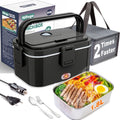 Electric Lunch Box 80W Fast Heating, 1.8L Portable Food Warmer Lunch Container for Car 12V & Home 220V, Stainless Steel Leakproof Heated Lunch Box with Insulated Bag & Utensils