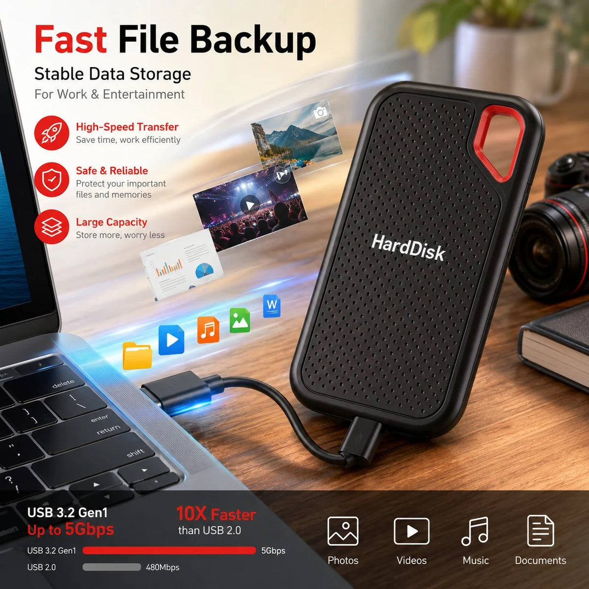 Large Capacity External SSD 2TB 4TB Fast Portable Hard Drive