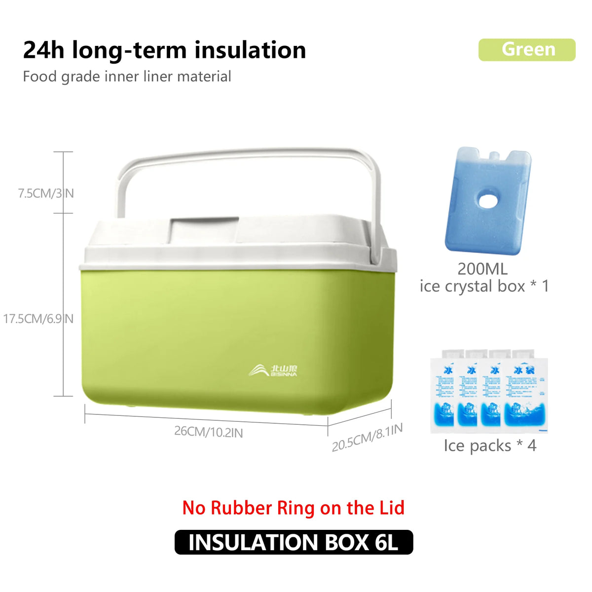 BISINNA Camping Ice Box 6L/9L/15L Portable Fishing Cooler