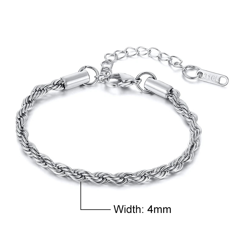 Vnox Unisex Rope Chain Bracelets for Men Women