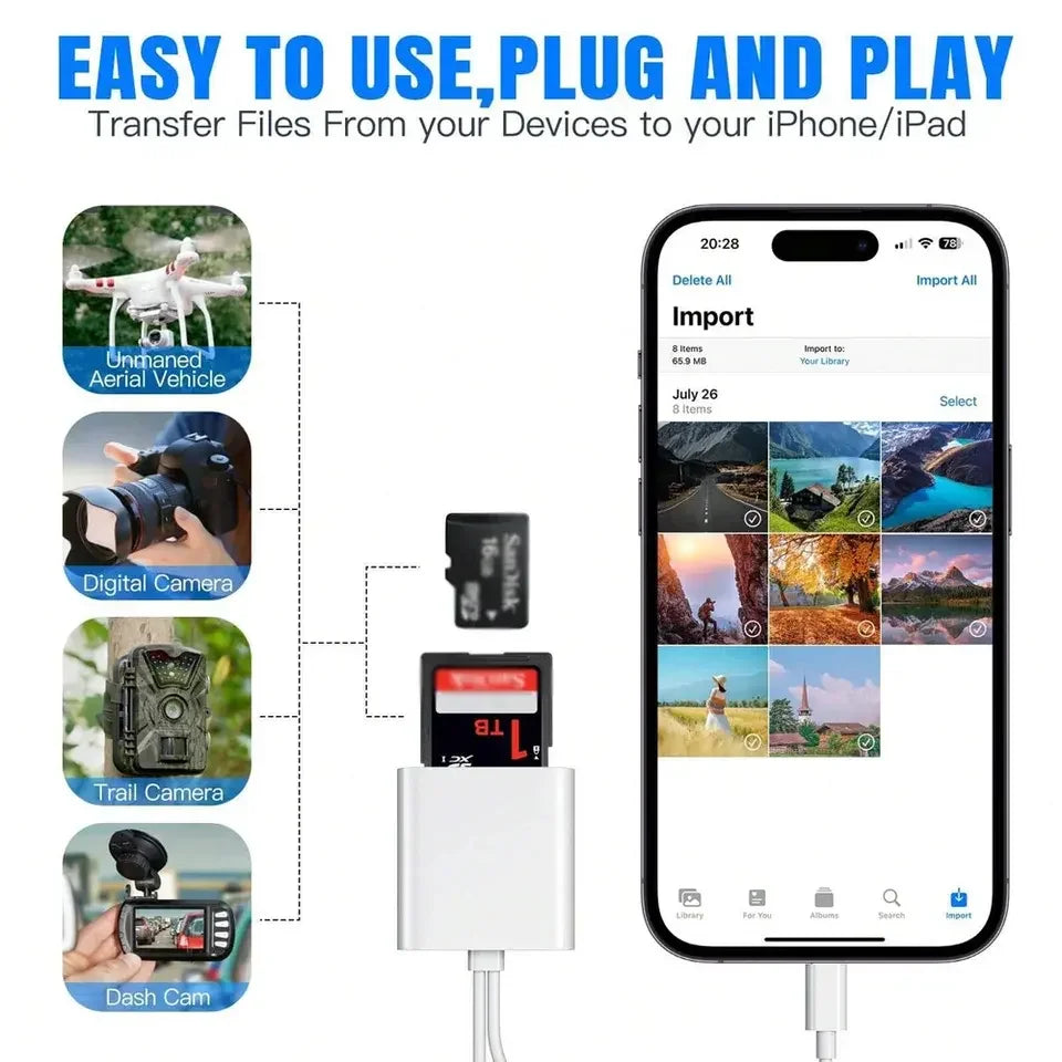 2 In 1 OTG Card Reader Type C Lightning to SD TF Memory Card