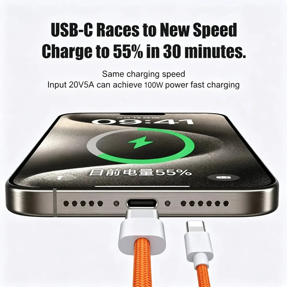 5PCS USB A Cable to USB C 240W Fast Charging