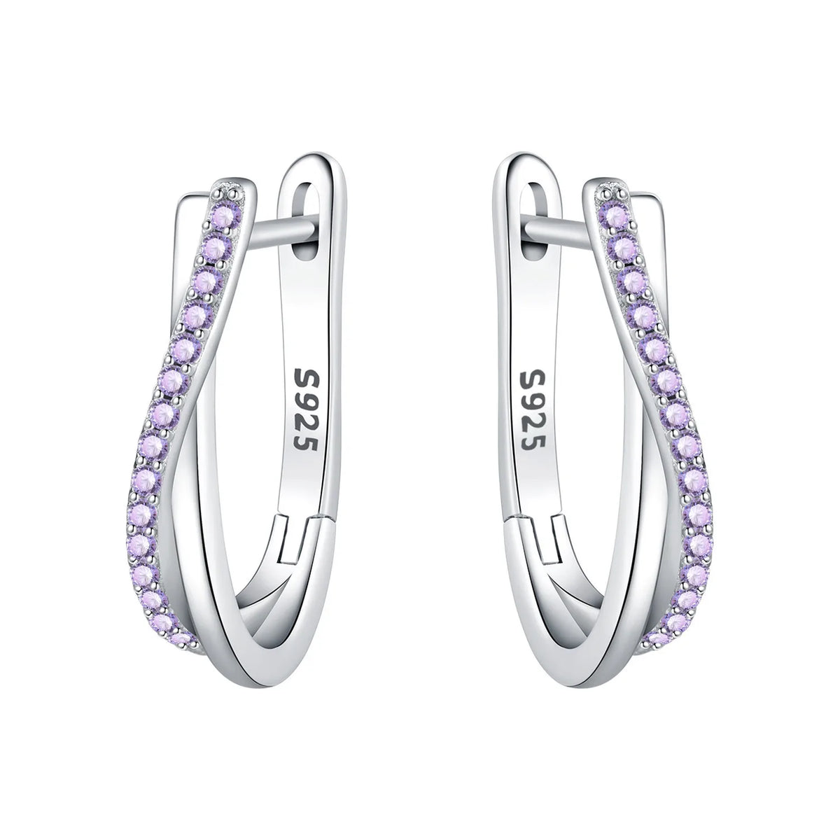 925 Sterling Silver Star Twisted Line Earrings Jewelry