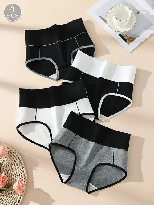 4Pcs Cotton Women's Panties High Waist Body Shaper Underwear
