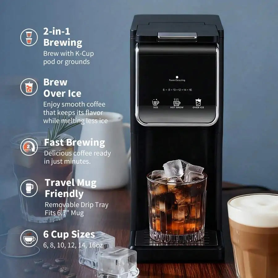2-In-1 Coffee Maker - Capsule & Ground Compatible With Reusable Filter,