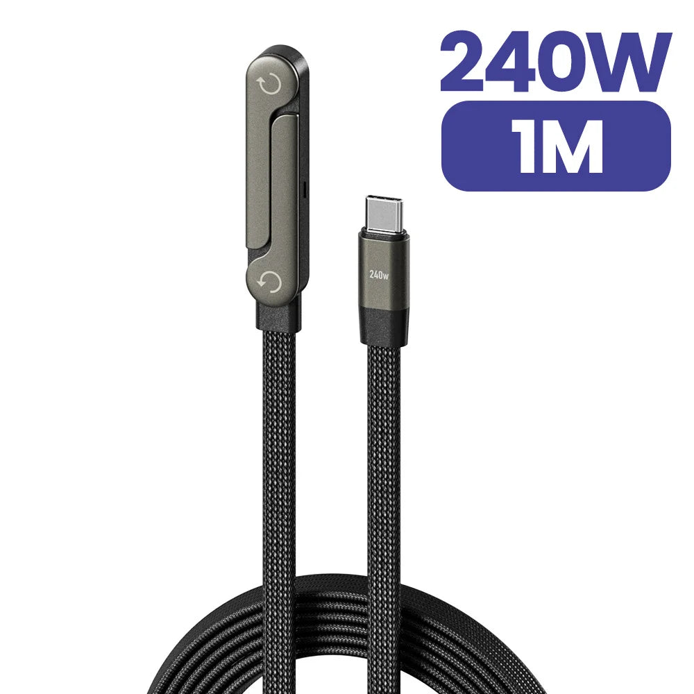 240W 2-in-1 Type C to USB C Fast Charging Data Cable Foldable Phone Holder Type C Fast Charging